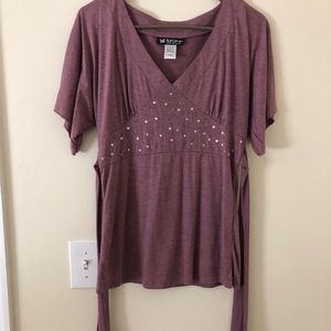 Mauve Tie Behind Shirt